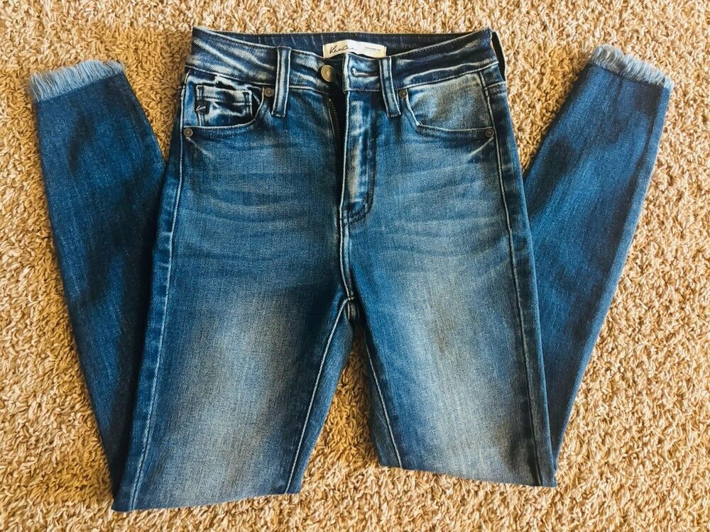 KANCAN Skinny Leg High Rise Dark Wash Blue Denim Jeans Women's Size 23-24 Waist